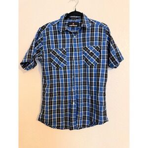 Airwalk Men's Blue Plaid Short Sleeve Button Up Shirt Size Medium